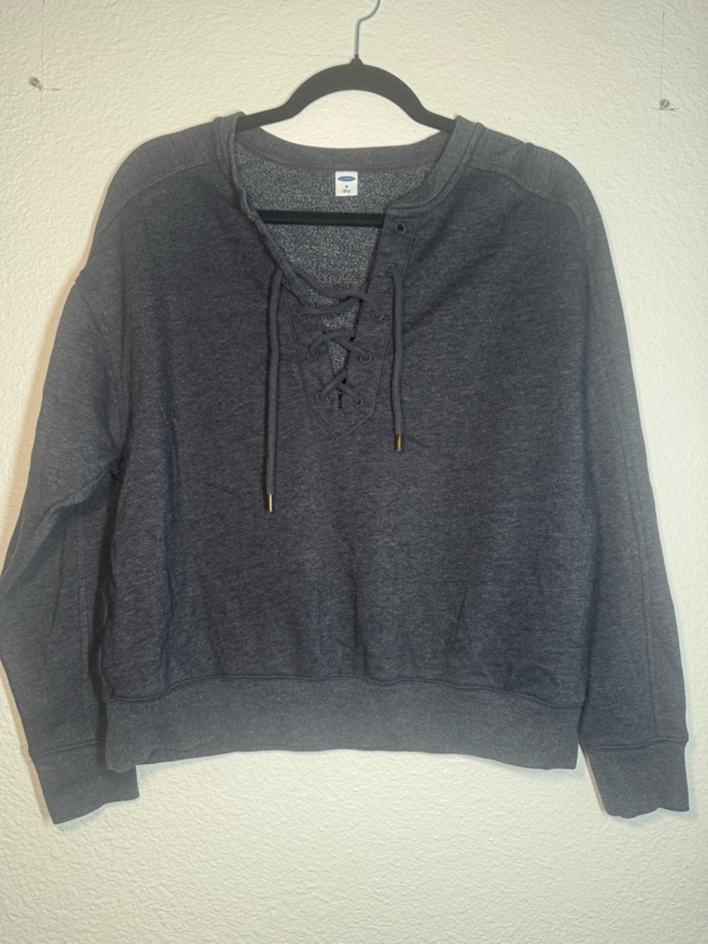 Old Navy Lace-Up Pullover Sweatshirt - Charcoal